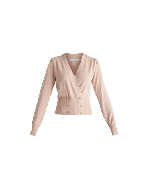 Paisie Pink Long Sleeve Knitted Button Wrap Top