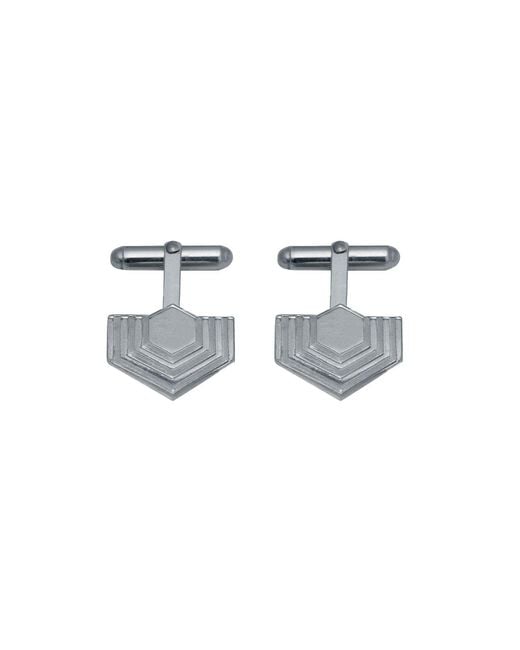 Edge Only Metallic Abstract Hexagon Cufflinks Sterling for men