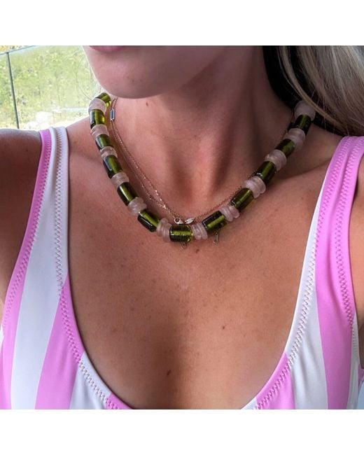 Sccollection Metallic Ruby Beaded Necklace