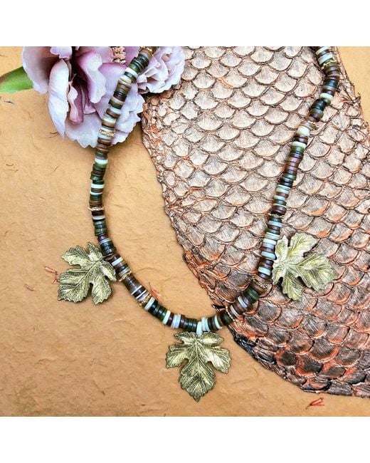 Farra Metallic Agate With Maple Leaves Statement Necklace