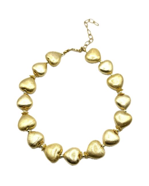 Achala Handcrafted Metallic Puffy Heart Necklace