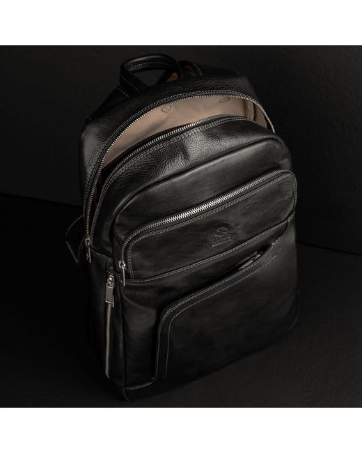 Time Resistance Black Large Leather Backpack for men