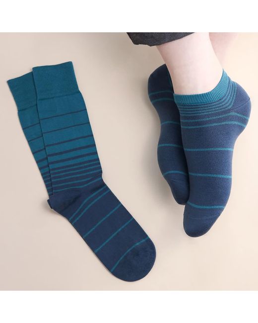 Peper Harow - Made in England Blue Peace Light & Retro Trainer Socks Bundle for men
