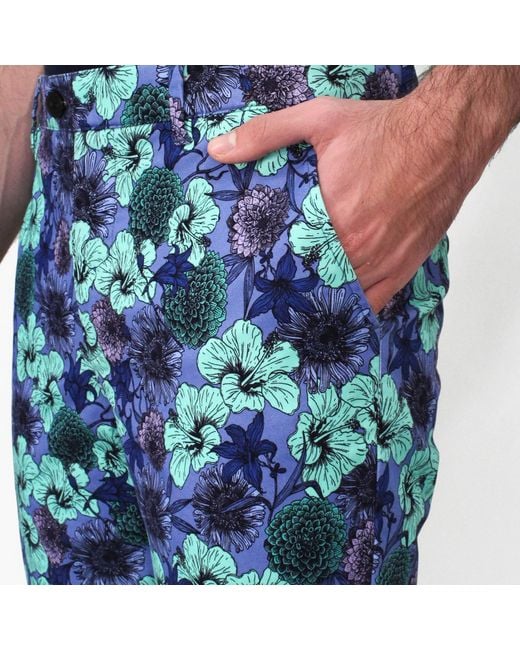 Lords of Harlech Blue Jack Lux Hibiscus Garden Pants for men