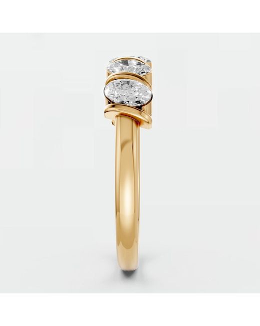 Aya Fine Jewelry Metallic 0.85 Cwt Oval Lab Diamond Five Stone Wedding Band