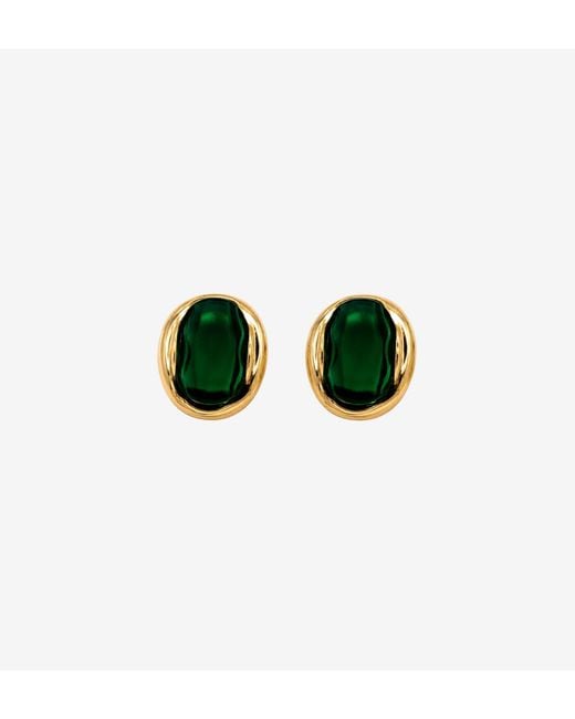 Uchi and Soto Green Enso Stone Stud Earrings