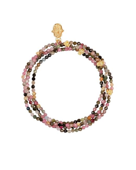 Karma and Luck Metallic Peace And Protection Tourmaline Wrap Bracelet