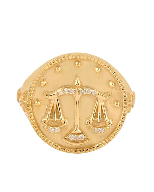 Artisan Metallic Libra Zodiac Diamond Signet Ring
