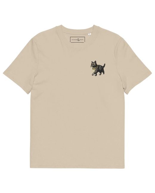 Anchor and Crew Natural Neutrals Desert Dust Cool Cat Actual Life Organic Cotton Embroidered T-Shirt