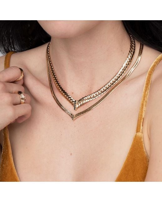 Glamrocks Jewelry Metallic Cz Chevron Statement Necklace