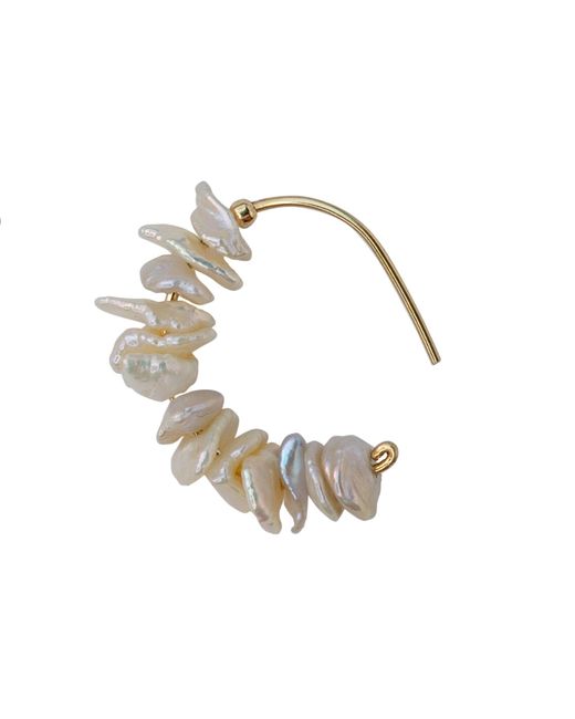 Bombyx House Metallic Petal Pearl Half Moon Earring Hook