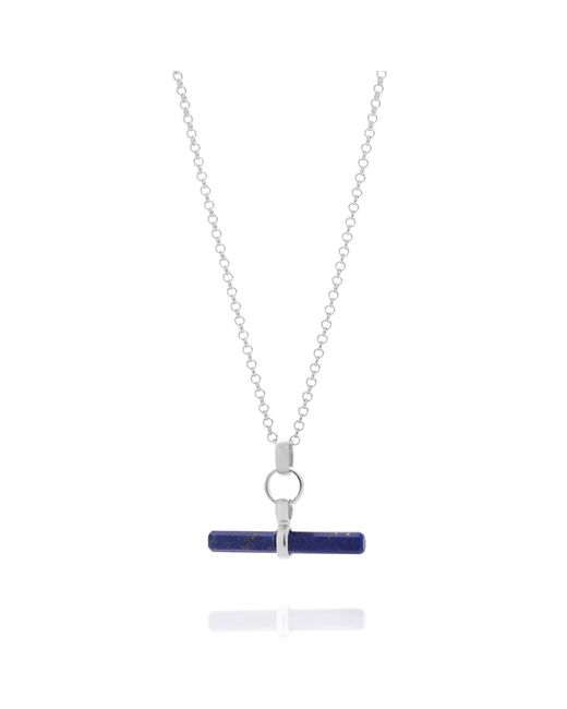 Nellou Jewellery White Lapis T Bar Necklace Sterling