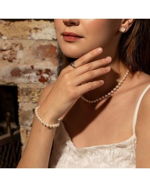 Spero London Metallic Large Natural Freshwater Pearl Strand Bracelet