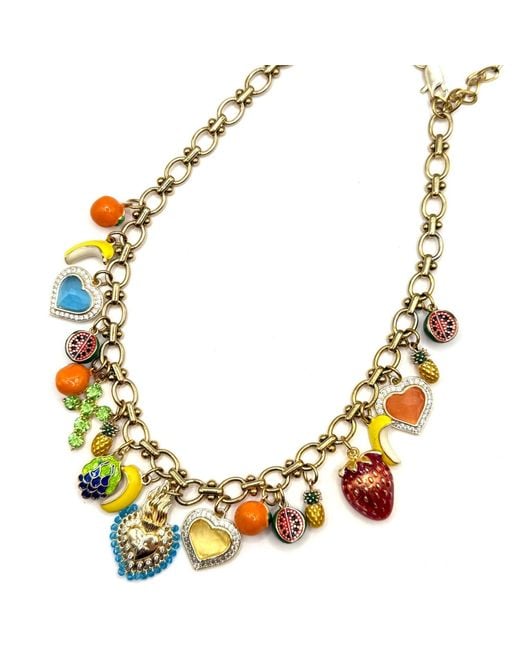 Achala Handcrafted Metallic Tutti Frutti Charm Necklace