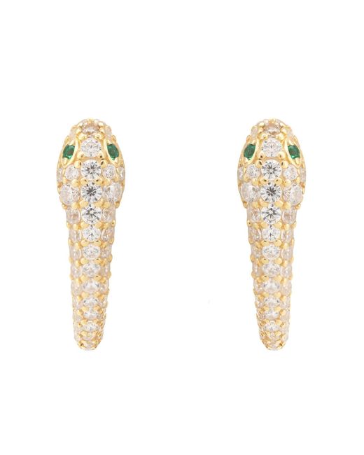Latelita London Metallic Snake Huggie Hoops Gold