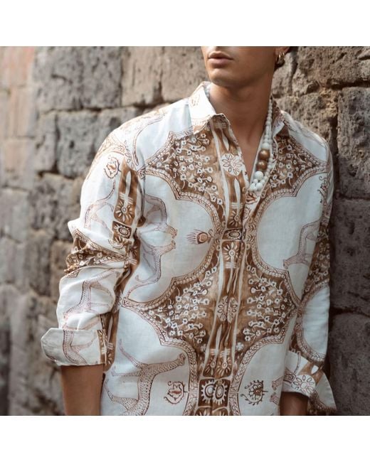 Casa Atelier by Ferdinando Fusco White Neutrals Sahara Boyfriend Shirt for men