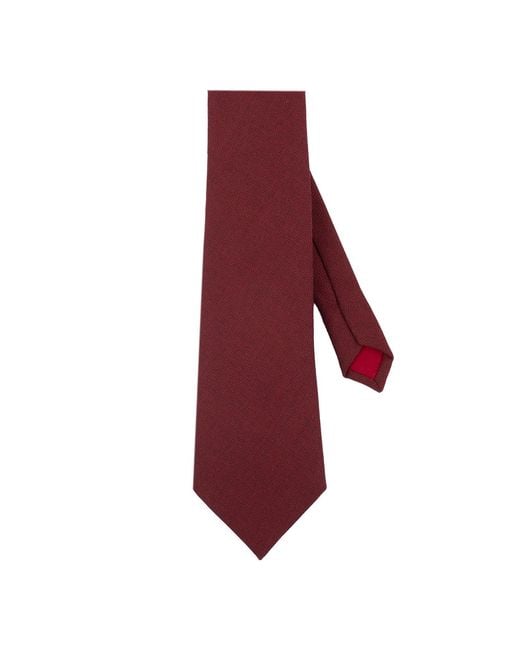 LE COLONEL Red Cabernet Italian Wool Tie for men