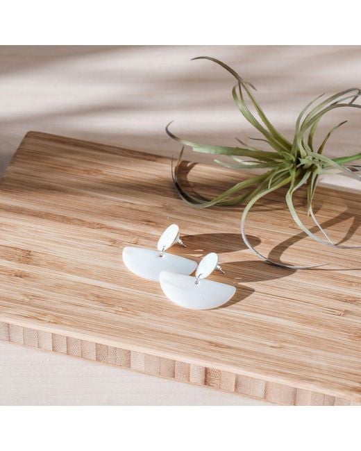 LIKHÂ White Mother-Of-Pearl Geometric Earrings Coin Half Moon Pearl