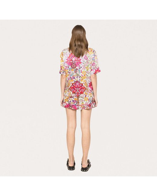 Nissa Pink Floral-Print Viscose Shirt