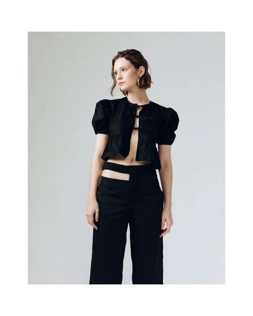 Ats the Label Black Neutrals Flair Ribbon Crop Top
