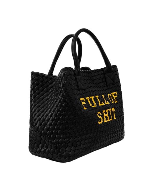 Lilly Loves Black Vegan Full Of Shit Woven Handbag