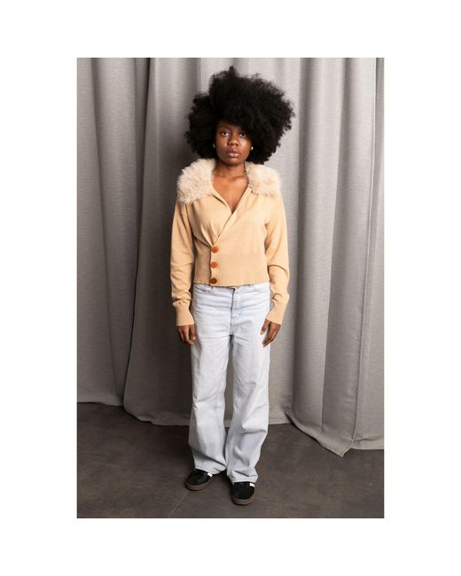 The Gt Atelier Natural Neutrals Fur-Collar Sweater