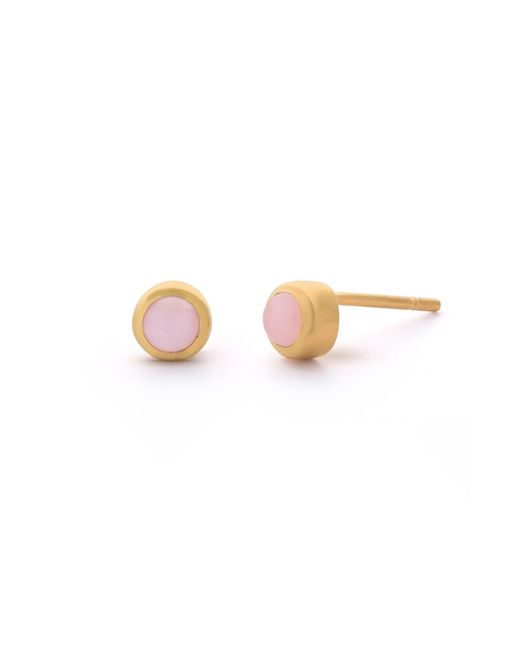Nellou Jewellery Pink Mini Gem Dot Birthstone Earrings Plated Sterling