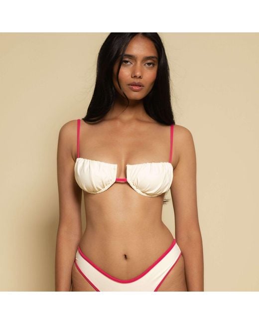 Montce Natural Neutrals Cream Raspberry Binded Petal Bikini Top
