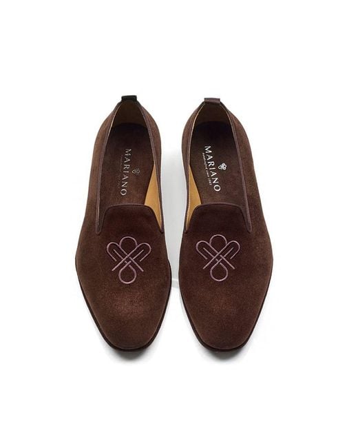 Mariano Shoes Brown Suede Slipper for men