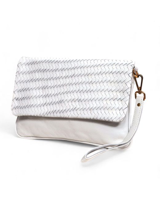 Hides Leather Co. White Travel Charm Bag, Wristlet & Crossbody Leather Bag With Italian Hardware