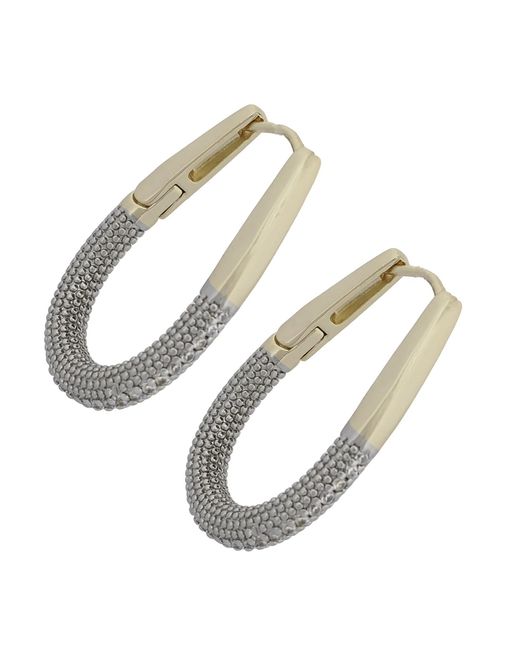 Ebru Jewelry Metallic Pave Diamonds Hoop Earrings