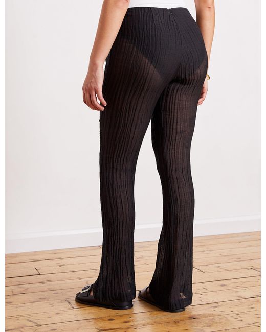The Summer Edit Black Livi Crinkle Linen Trouser
