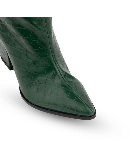 Rosamund Muir London Green Roma Crocodile Print Over Knee Boots