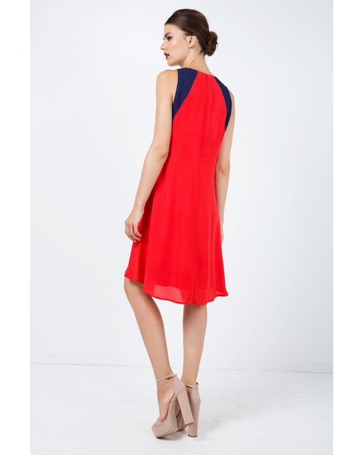 Conquista Red Sleeveless A Line Dress