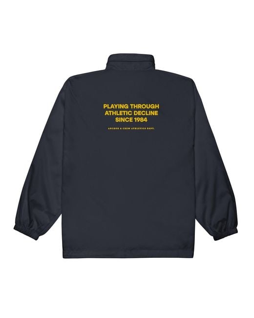 Anchor and Crew Blue Athletic Decline Sports Club League Embroidered Windbreaker Coat for men