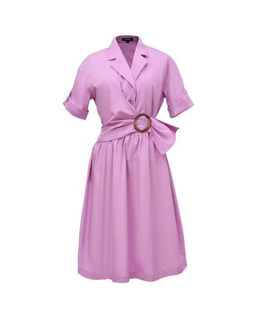 Smart and Joy Purple Shirt Dress With Belt And