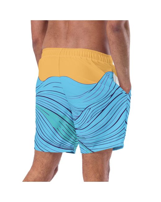 Anchor and Crew Blue Deep Waves Pattern Recycled Fabric Swim Shorts for men