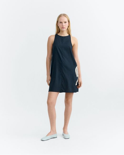 Thinking Mu Black Short Hand Embroidered Dress Fish Aniela