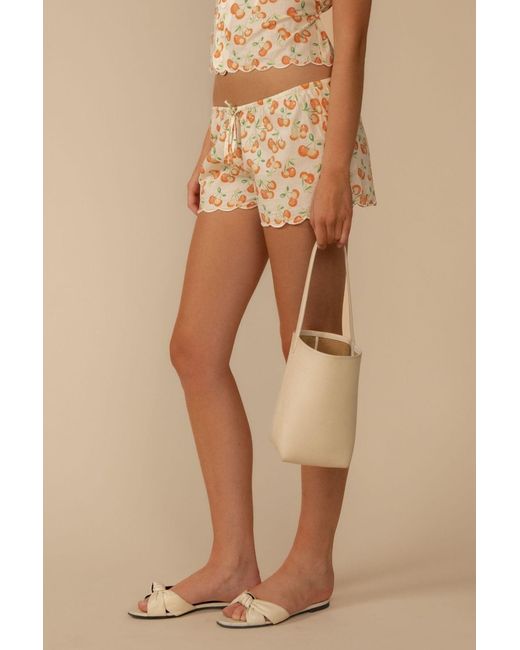 Montce Natural Cherry Sherbet Scalloped Low-Rise Drawstring Short