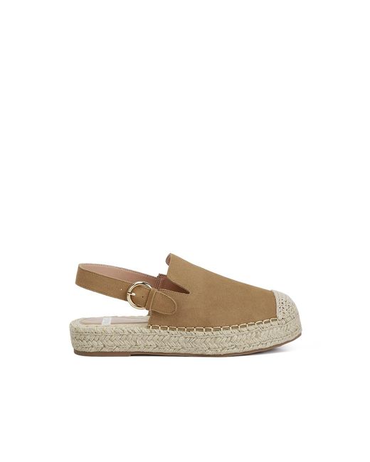 Rag & Co Natural Affie Genuine Suede Slingback Strap Espadrilles