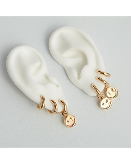 Kasun Metallic Smile Hoop Earrings – April – Diamond – Plated