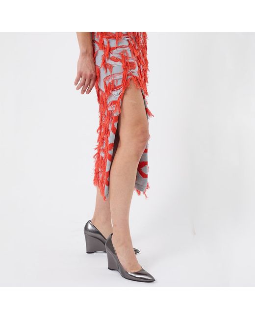 Ccy Currency Red Cotton Fringe Dress