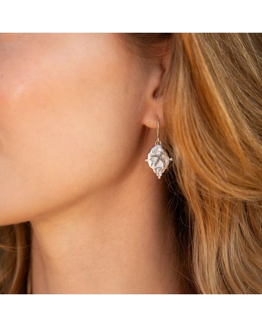 Seven Saints Metallic Cancer Vintage-Style Dangle Earrings, Rhodium Plated