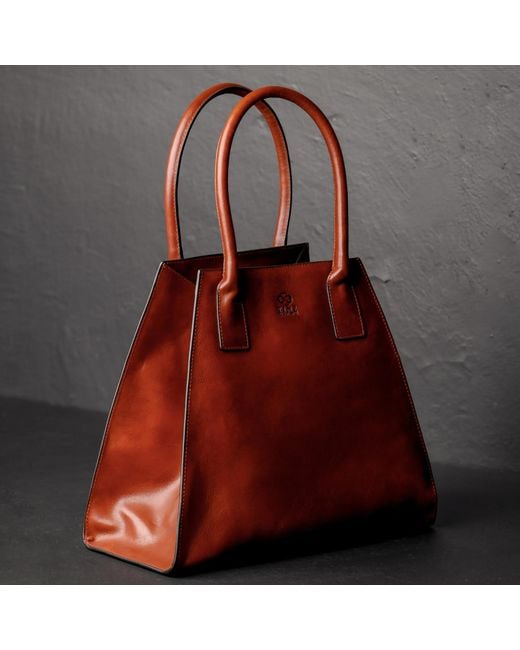 Time Resistance Red Leather Handbag Tote Bag For