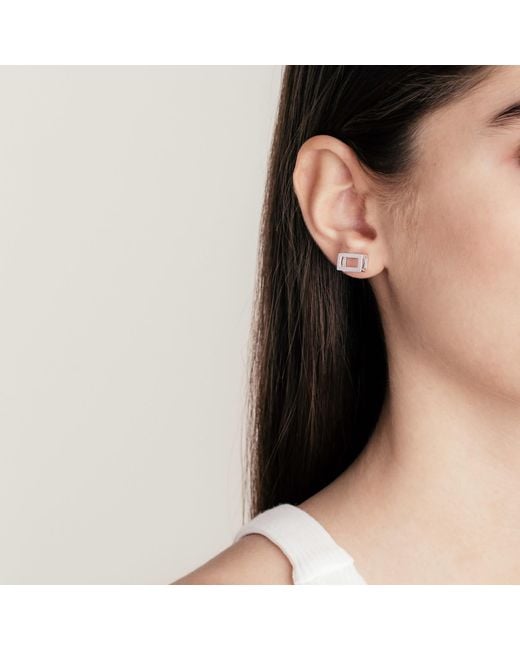 Sheida Farrokhi White Rectangle Stud Earrings