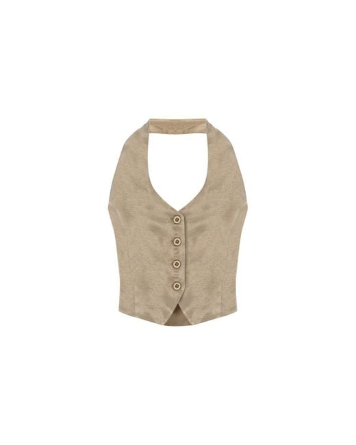 Atelier Aliz Neutrals Marta Backless Waistcoat in Natural Lyst UK