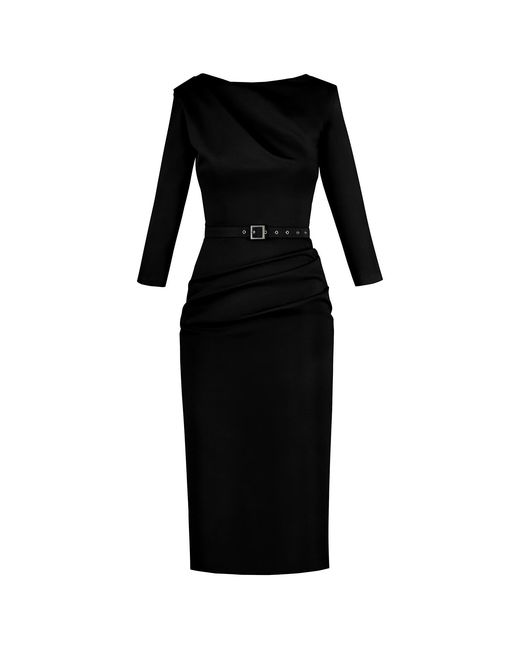 ALINA CERNĂTESCU Black Ibis Midi Office Day Viscose Dress