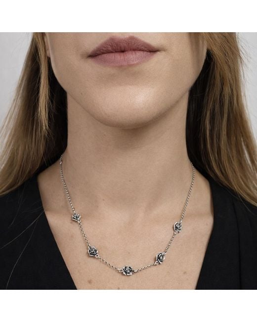 Unaloe Metallic Handmade Rose Necklace