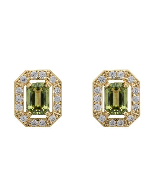 Latelita London Metallic Whistledown Gemstone Stud Earrings Peridot