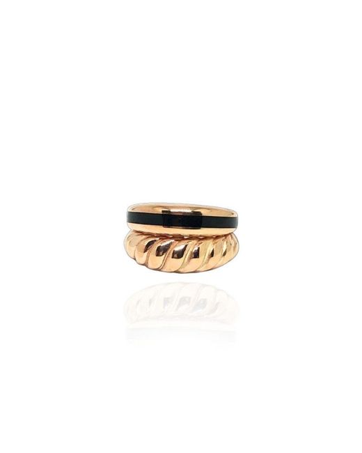 LINYA JEWELLERY Metallic Rosa Enameled Ring